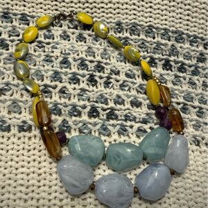 Anthropologie Yellow and Blue Statement Necklace
